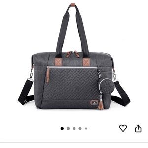 Stylish Gray Diaper Bag with Brown Accents
